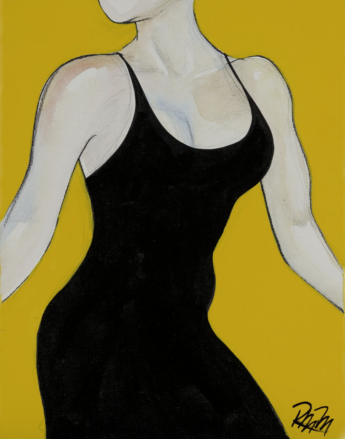 Black Dress on Yellow — Kitty Mitchell