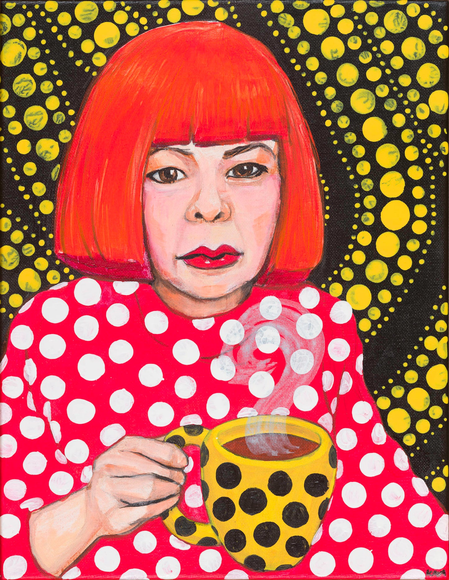Yayoi Kusama Drinking Coffee — Kitty Mitchell