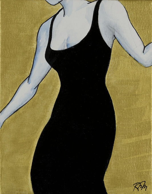 Black Dress on Gold — Kitty Mitchell
