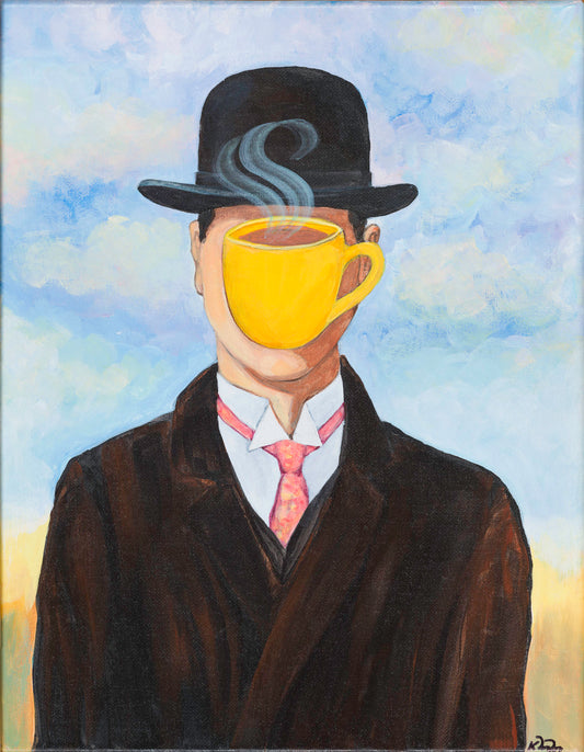 Magritte Drinking Coffee — Kitty Mitchell